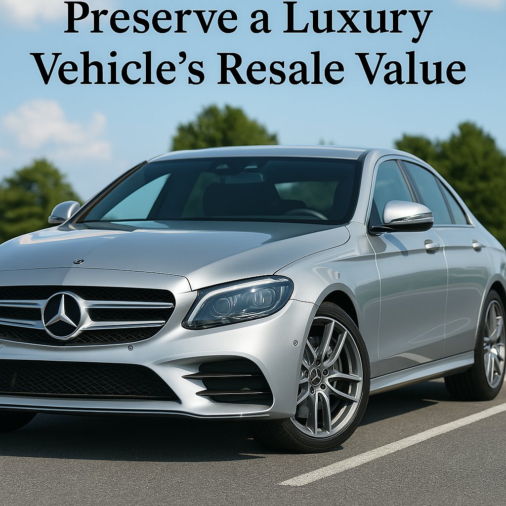 A luxury silver sedan parked on a clean urban street, representing a well-maintained vehicle with high resale value.